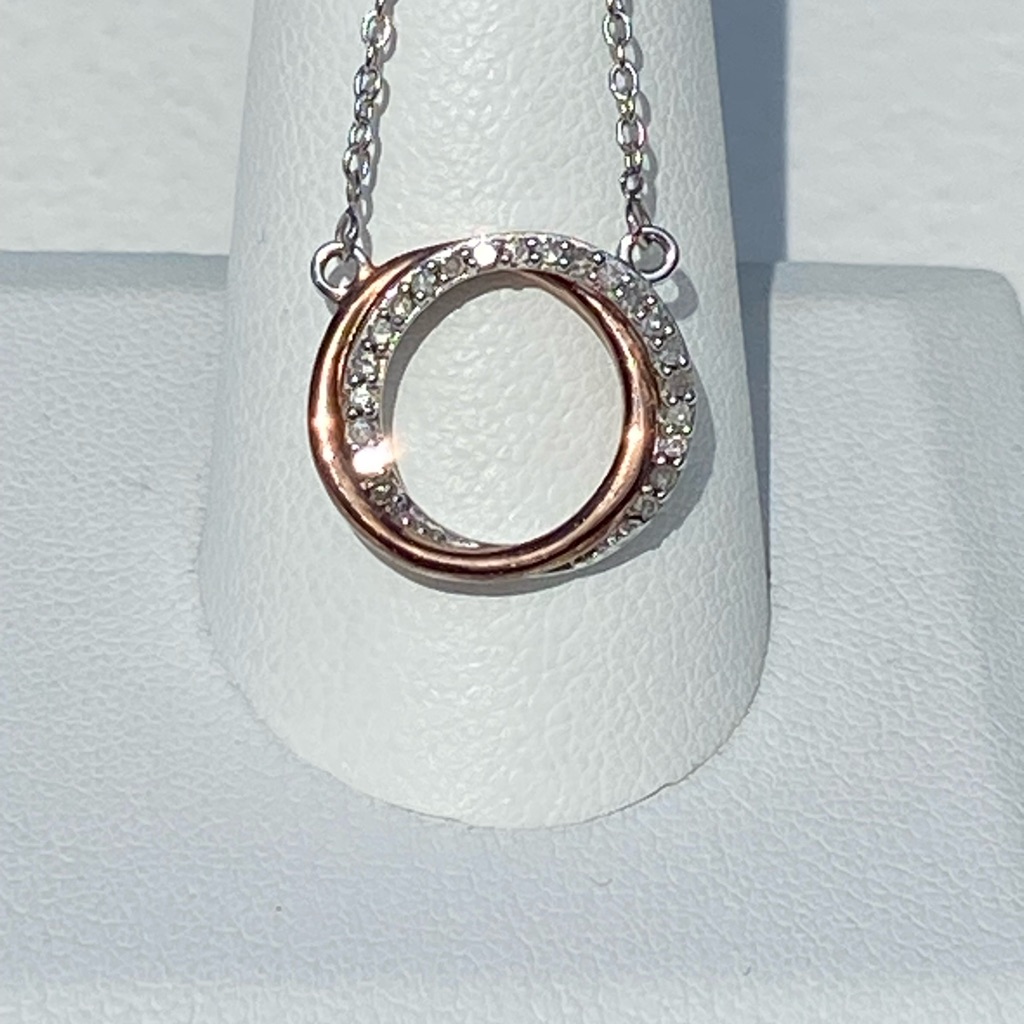 925 Ss Diamond Love Knot Necklace